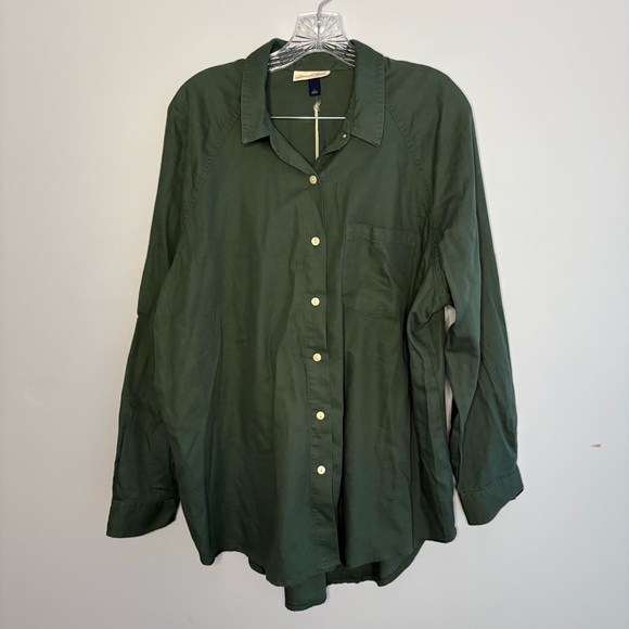 Universal Thread NWT Women’s Dark Green Oversized Button Down Long Sleeve Shirt - Picture 5 of 15